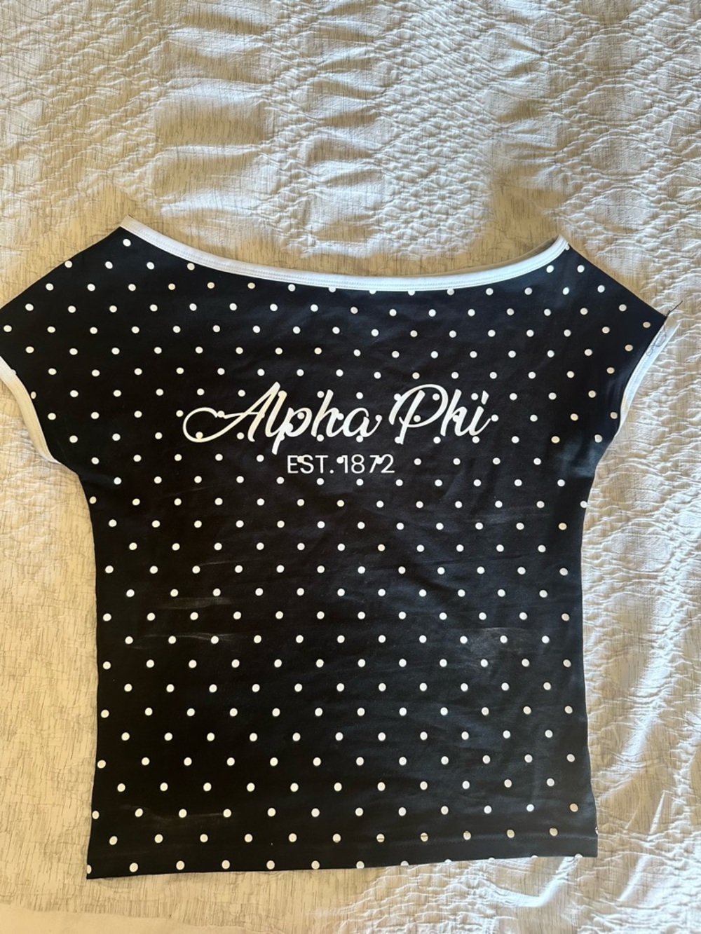 Alpha Phi Black Polka Dot Off-Shoulder Top